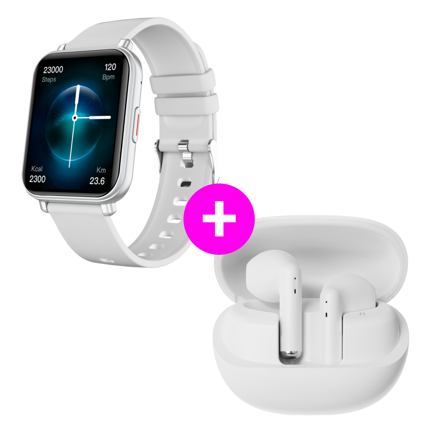 Akčný set Watch 4 Silver + Beans 4 White