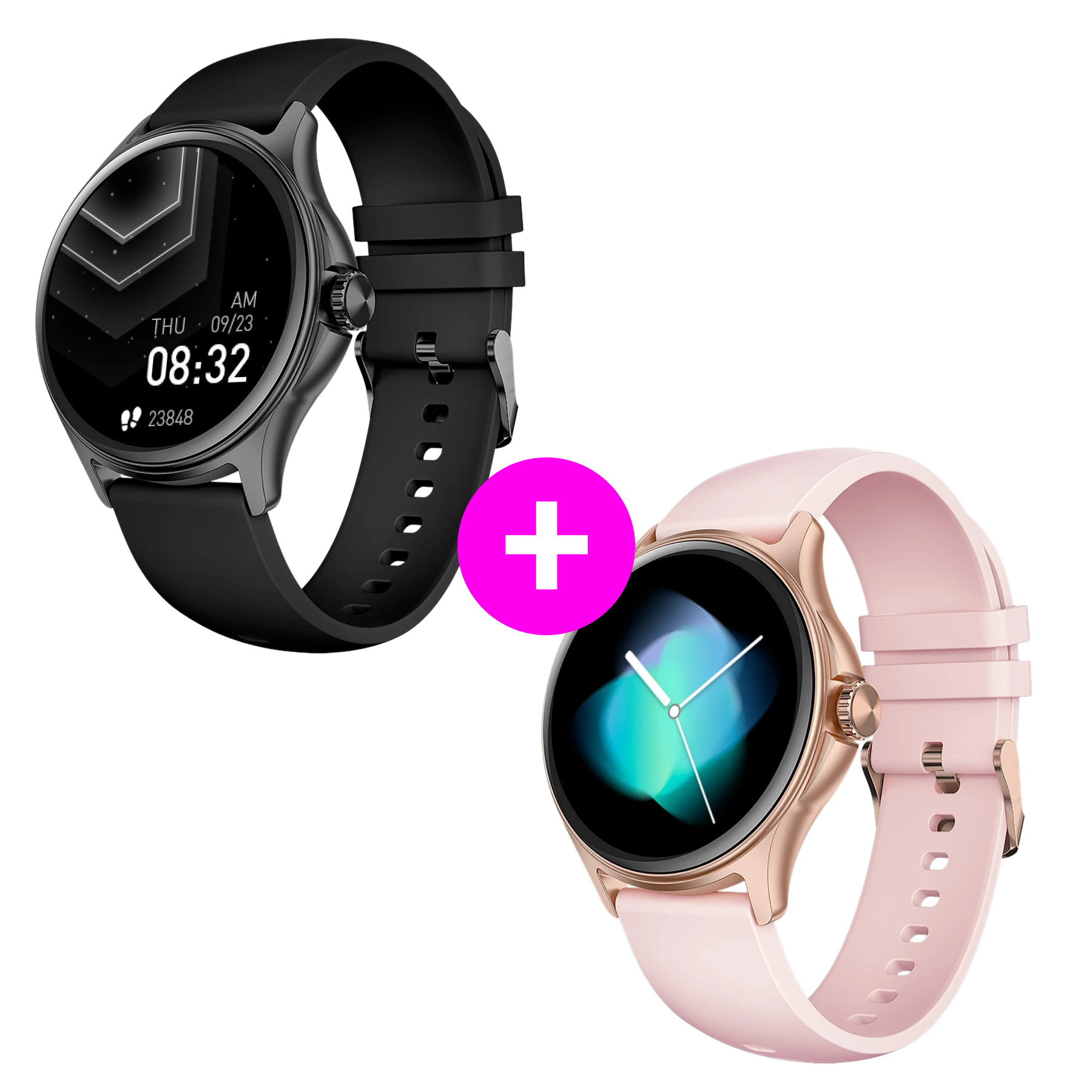 Akčný set 2× Watch Pixel 2 Black + Rose